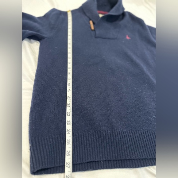 Jack Wills Men’s Wool XL Navy Blue Shawl Collar Pullover Sweater W/ Elbow Patch. - Picture 5 of 11
